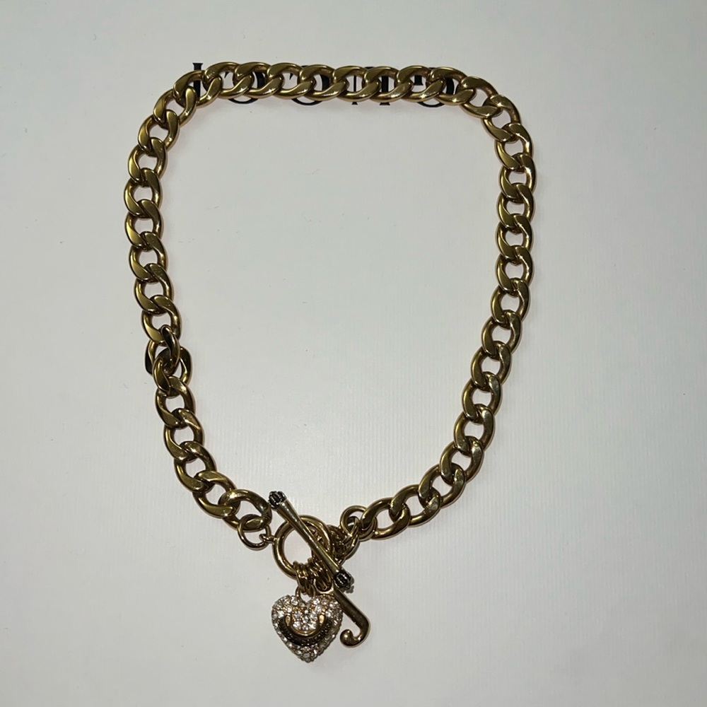 Vintage Juicy Couture Puffy Heart Banner Necklace